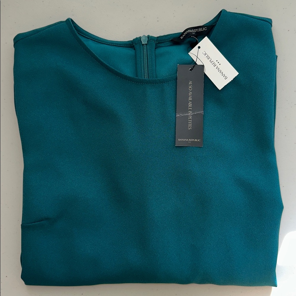 Banana Republic Teal Long Sleeve Dress Size 4P - Picture 15 of 15